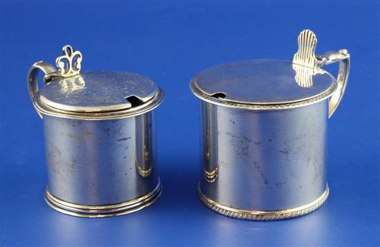 Two Victorian silver drum mustards, 8 oz.(-)